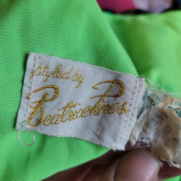 Vintage Groovy Green Maxi Dress 70s Kaftan Beatrice Pines - Picture 9 of 16